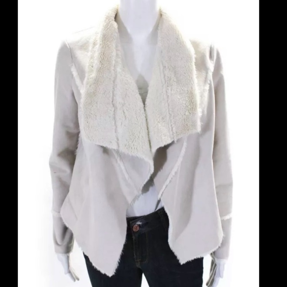 Chaser Womens Collared Long Sleeve Two Pocket Jacket Beige White Size XS